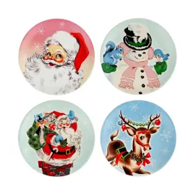 Mr. Christmas 051053851170 Pastel 8 Inch Set Of 4 Ceramic Plates Medium