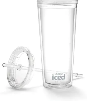 2138173 Mr. Coffee Iced Tumbler 22 Oz. With Lid And Straw Clear White