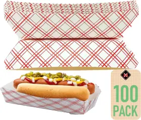 Mm9098207 Mr Miracle 7 Inch Paper Hot Dog Tray In Red White Medium /
