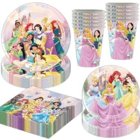 Msjehqi 768738442553 60pcs Princess Birthday Party Tableware Set Including Plates Napkins Paper Cu