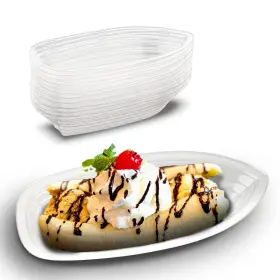 Mt Products 646847485626 Clear Plastic Disposable Banana Split Boats 8 Oz. Great Party Dish 30 Pieces
