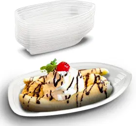8ozbs-parent Mt Products 8 Oz. Clear Plastic Disposable Banana Split Boats /perfect Size/ Gr