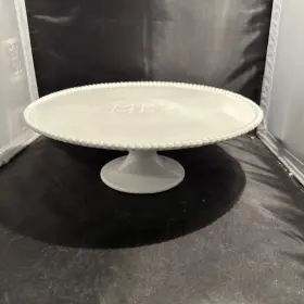 4262003 Mud Pie White Pedestal Cake Serving Stand 11.5x4 Inch Euc