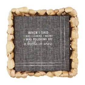 Mud Pie 718540747629 Hyacinth Wine Cocktail Napkin Set Bottle 12 Pack Basket 6 Inch X 1.75