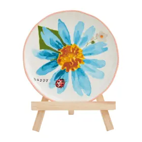 Mud Pie 718540883501 Blue Floral Plate In Easel Assembled 9 Inch X 7