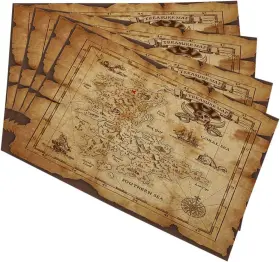 Jyje-placemats-b641 Mugod Treasure Map Placemats Super Detailed 12 Inches By 18 Beige