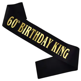 Ml0000108 Mumunn 60th Birthday King Sash Gold Foil Black Satin For Men Fab