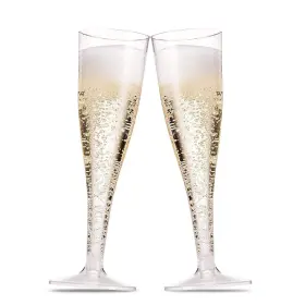 Munfix 739992998889 100 Pack Plastic Champagne Flutes 5 Oz Clear Toasting Glasses Disposa