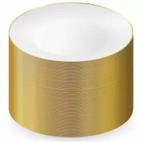 Munfix 810065460721 100 Piece Gold Plastic Dinner Plates Set10.25 Inch Fancy Disposable Heavy Duty