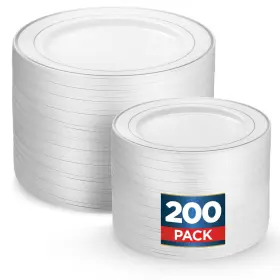 Munfix 810065461285 200 Silver Plastic Plates Set100 Pcs 10 Inch Dinner And 100 7