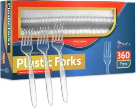 Mcf360c Munfix 360 Count Clear Plastic Forks Heavy Duty Premium Disposable
