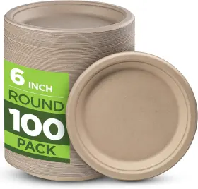 Mep6100n Munfix 100% Compostable Paper Plates Heavy Duty - 100 Pack Biodegradable Disposable