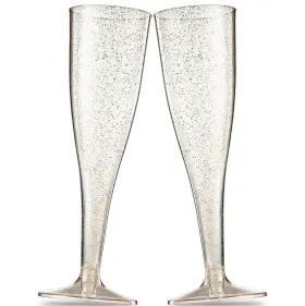 Mf550gg Munfix Champagne Flutes Gold Glitter 50 Clear Plastic Toasting Glasses 5 Oz Party Wine