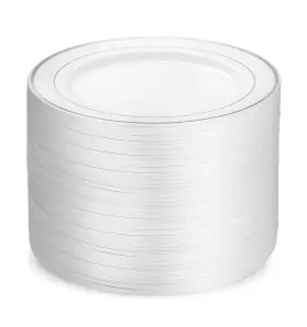Mp10100sr Munfix 100 Silver Plastic Plates Set 10.25 Inch Dinner Fancy