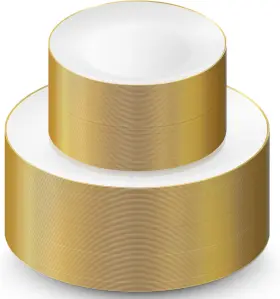 Mps100grn Munfix 100 Gold Plastic Plates Set 50 Pcs 10.25 Inch Dinner And