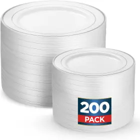 Mps200sr Munfix 200 Silver Plastic Plates Set 100 Pcs 10 Inch Dinner And