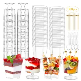 Rxze123 Mwellewm 100pcs Dessert Cups With Spoons&cocktail Picks 5 Oz Mini Clear Plastic Parfai
