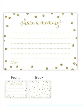 Myexpression.com 641020948400 48 Ct Gold Glitter Graphic Dots Share A Memory Cards For Memorial/funeral