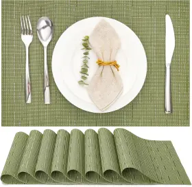 Pvccd14 Myir Jun Placemats Set Of 8 Vinyl Woven Place Mats Green