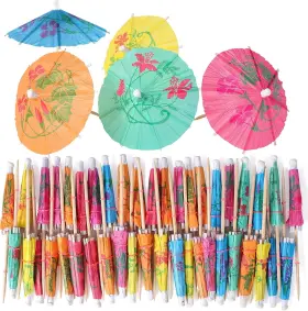 Myjie 445007821822 200 Pcs Cocktail Drink Umbrella Picks Toothpicks - Colorful Paper C