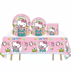 Mzhich 744585673432 Mantel Platos Y Servilletas De Hello Kitty 41 Piezas Para Cumplea Os 20 Pers