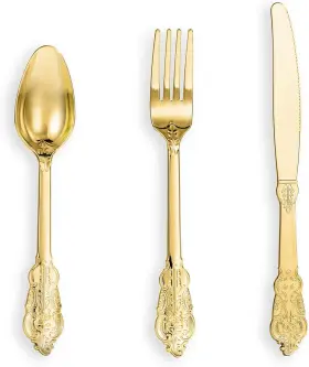 N9r 445008296278 120pcs Gold Plastic Silverware Disposable Include 40 Forks S