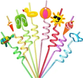 Naisen 727351837207 24pcs Beach Drinking Straws Reusable For Kids Summer Pool Party Decorations Sup