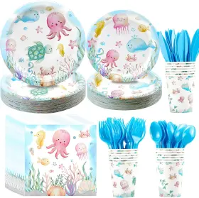 Nwx105 Naiwoxi Under The Sea Party Decorations Dinnerware - Ocean Birthday Plates As Shown