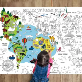 Nb0180 Naozinebi World Map Coloring Poster For Kids Giant Large