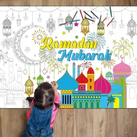 Nb0231 Naozinebi Ramadan Mubarak Coloring Poster For 31.5inches 43.3inches Colorful