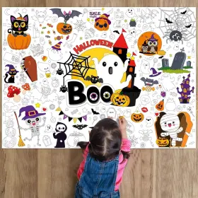 Nb0595 Naozinebi Halloween Boo Coloring Poster For Kids Giant Large