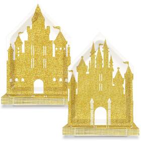 Naozinebi Nb1197 50pcs 10 Inch Princess Castle Shaped Paper Plates Gold 10.43 Inches