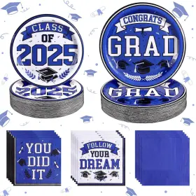 G4142k-11-n Natnarr Graduation Plates And Napkins 2025 Blue Decorations Dispos