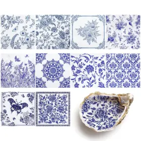 G7213k-11-n Natnarr 30 Pack Blue And White Floral Chinoiserie Decoupage Paper Napkins