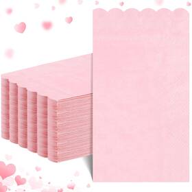 Natnarr G8513k-11-n 60 Pcs Pink Napkins 2 Ply Scalloped Valentines Light Di
