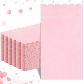 G8513k-11-n Natnarr 60 Pcs Pink Napkins 2 Ply Scalloped Valentines Light Di