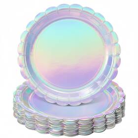 Natnarr G8694k-11-n 30 Pcs Iridescent Plates Disposable 9 Inch Silver
