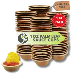Naturally Chic 842622001603 Mini Palm Leaf Dip Bowls 2.5 Inch 100 Pack Sauce Cups Same As Small Bamboo