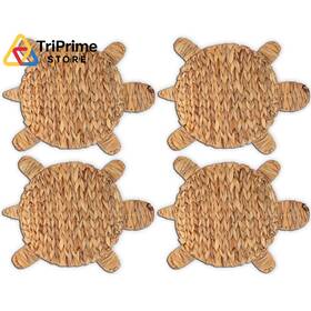 Nautical Crush Trading 840115803574 Woven Turtle Placemats Set Of 4 12.6 Inch X17 Water Hyacinth Large