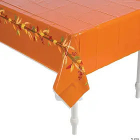 As-ach-10213 Ne-as Autumn Harvest Leaves And Berries Vine On Orange Plastic Table Cover 108 Inch X54 #213