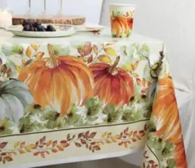 As-ach-38513 Ne-as Artistic Harvest Pumpkins Print Plastic Table Cover Thanksgiving 54 Inch X 84 #8513