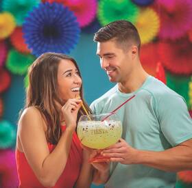 Ne-as As-ach-39012 Lets Fiesta 32oz Fishbowl Style 4-person Margarita Party Cup With 4 Straws #012