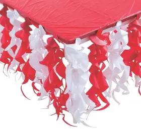 As-aci-51986 Ne-as Red And White Swirled Tissue Streamers 9-ft Table Skirt Valentines Day Decor #986