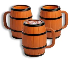 As-aci-52015 Ne-as 12-pc Wooden Keg Design Plastic Beer Mugs St. Patricks Reusable Cups 16oz #015