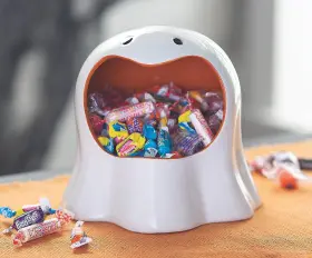 As-aci-52165 Ne-as Cute Halloween Wide Mouth Ghost Ceramic Candy Bowl 7-1/4 Inch H X 6-3/4 L #165