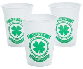 As-aci-61782 Ne-as 50-pc Happy St. Paddys Lucky 4-leaf Clover Printed Plastic Drink Cups 16oz #782