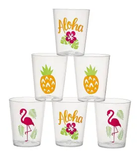 As-adb-09257 Ne-as 50-pc Tropical Luau Theme Plastic Shot Drink Cups 2oz Adult Beach Party Shooters
