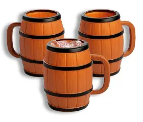 As-adb-54973 Ne-as 60-pc Wood Barrel Design Plastic Beer Mugs St. Patricks Reusable Cups 16oz #973