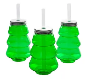 As-adc-28020 Ne-as 12-pc Green Tree Shaped Plastic Holiday Drink Cups With Lids And Straws 18 Oz #020 As-adc-28020 Ne-as 12-pc Green Tree Shaped Plastic Holiday Drink Cups With Lids And Straws 18 Oz #020
