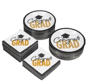 As-adc-71680 Ne-as Simple Congrats Grad Giant Party Disposable Plates And Napkins For 150 Guests #680